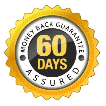 FemiPro 60-day satisfaction guarantee badge showing reliability and customer trust for urinary health formula